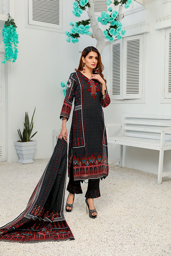 Digital Printed Premium Lawn (Black)